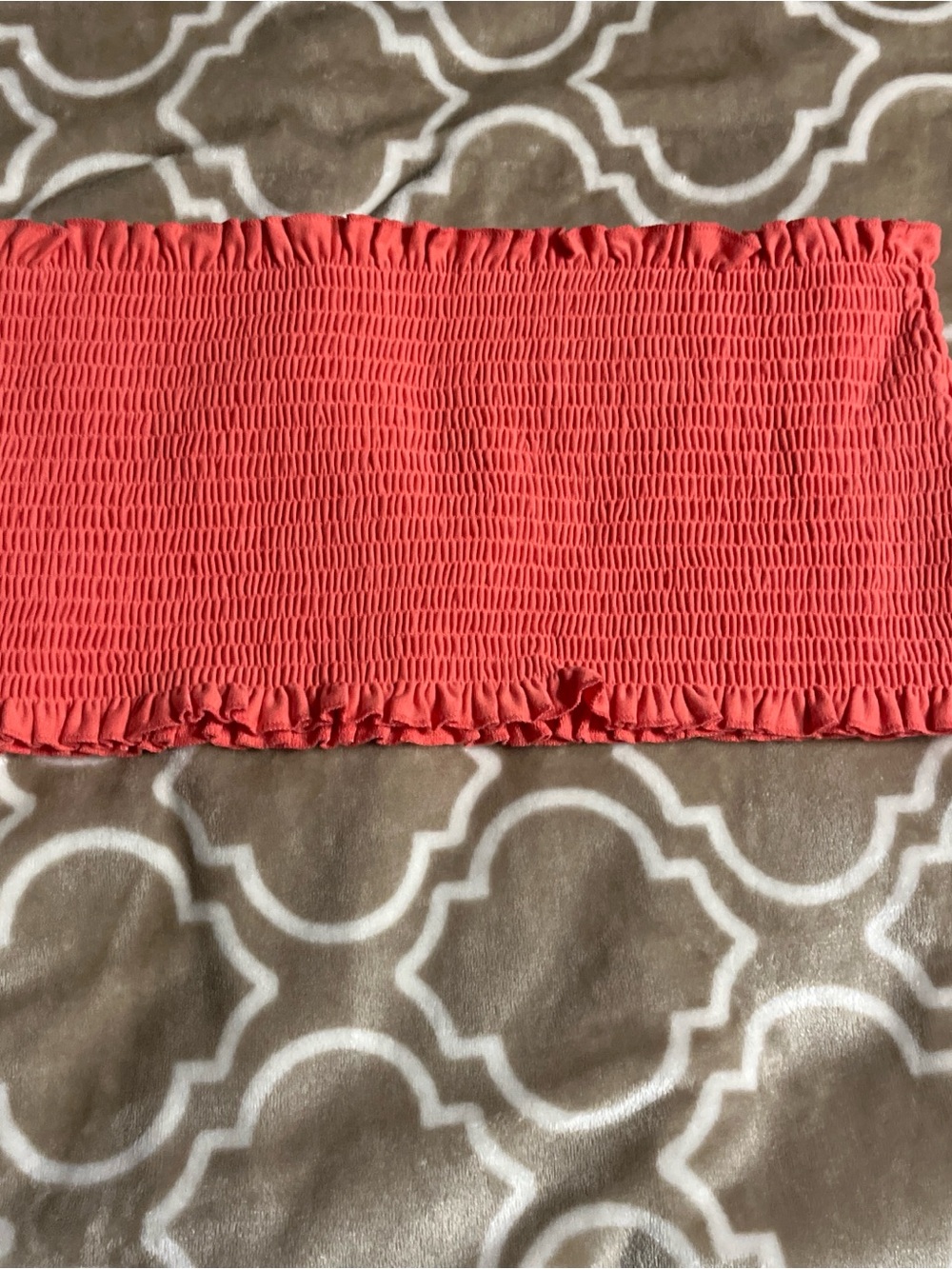 Zenana Outfitters Coral Smocked Strapless Top